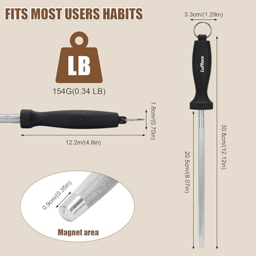 Luffexx Professional 12Inch Knife Sharpening Rod HighCarbon Honing Rod To Sharpen The