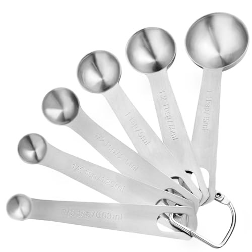 Jetonn Stainless Steel Measuring Spoons Set Metal Measuring Spoon Set For Dry 6 Piece Stainless Steel