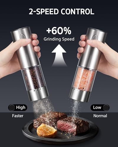 Syntus Electric Salt And Pepper Grinder Set UsbC Rechargeable Stainless Steel Automatic 95Ml Stainless Steel