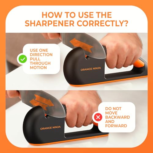 Sharp Pebble Orange Ninja 4Stage Knife Sharpener and Serrated Knife Sharpener Orange