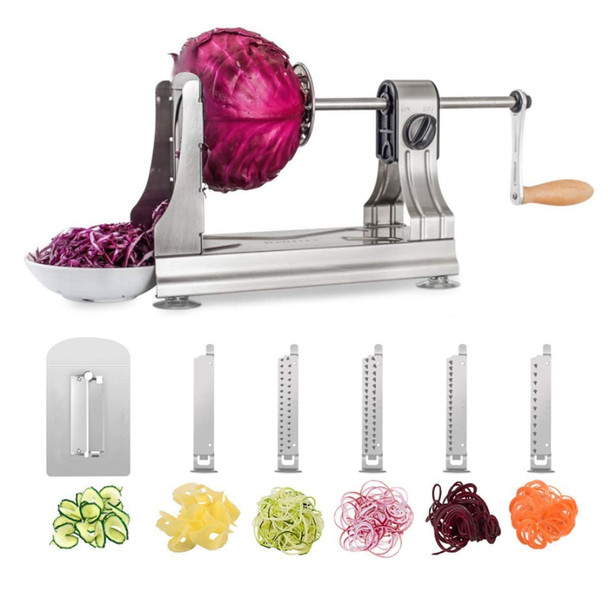 Welltobe 6Blade Vegetable Spiralizer Spiral Slicer Veggie Pasta Spaghetti Maker For Healthy Stainless Steel