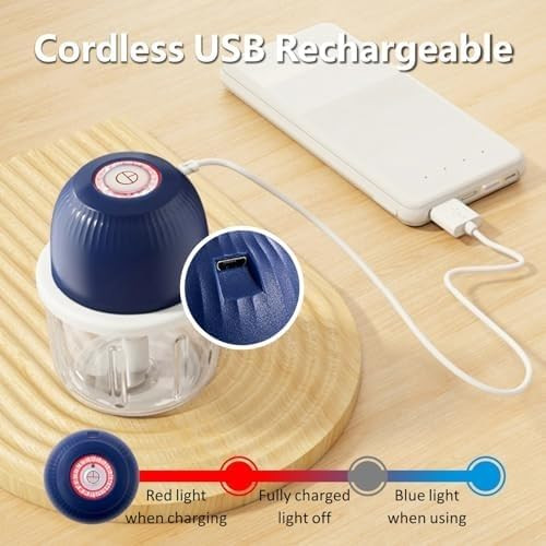 Kombabe Electric Garlic Chopper Mini Food Processor For Kitchen 4.6 Inches 250Ml