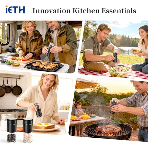 Ieth Manual Salt And Pepper Grinder Set Black Pepper Grinder With Base 100Ml Black