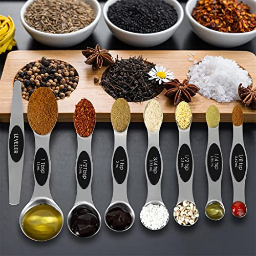 Kelofko Measuring Cups And Magnetic Measuring Spoons Set Stainless Steel8 Measure Cups 16 Pieces