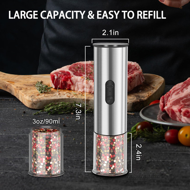 Enutogo Electric Salt And Pepper Grinder Set Rechargeable Salt And Pepper Shakers Stainless Steel