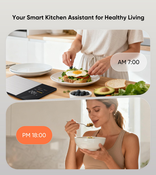 Kuaivo Smart Nutrition Food Scale With Led Display Tracks Calories Fat Carbs 1G
