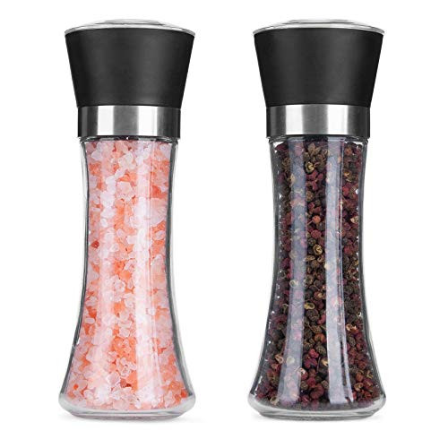 Hotder Premium Pepper And Salt Grinder Set Of 2Refillable Coarseness Adjustable Pepper Set Of 2
