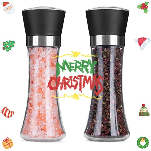 Hotder Premium Pepper And Salt Grinder Set Of 2Refillable Coarseness Adjustable Pepper Set Of 2