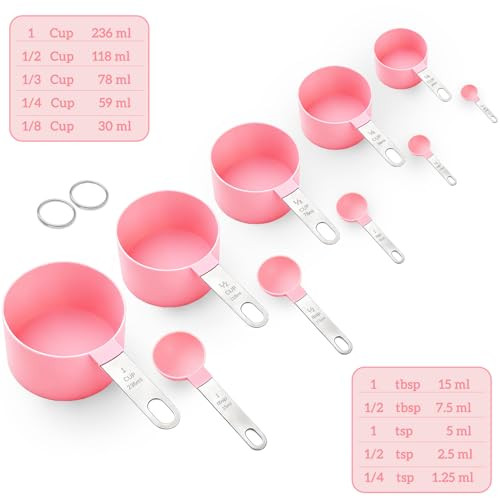Djxrqy Measuring Cups And Spoons Set Stackable Measure Tools With Stainless Steel 10 Pieces Stainless Steel