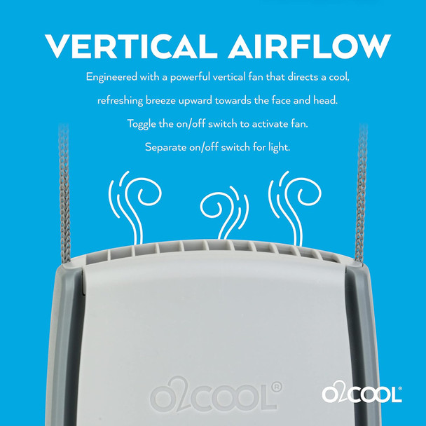 O2Cool Battery Powered Necklace Fan With Led Light, Lanyard, For Personal Cooling And Safety O2Cool Battery Powered Necklace Fan With Led Light, Lanyard, For Personal Cooling And Safety