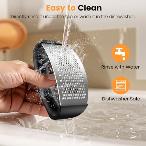 Lesbima Garlic PressStainless Steel Garlic Mincer CrusherEasy To Use And CleanErgonomic HandleEasy