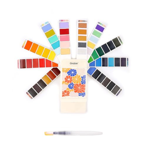 Grabie Watercolor Paint Set 56 Colors Handheld Watercolor Set Of Water Brush