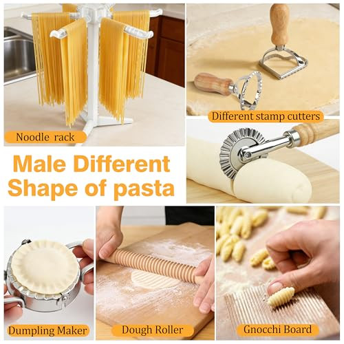 Trewave Pasta Making Tools Set Homemade Pasta Making Kit Includes Ravioli Maker 15 Pcs Red
