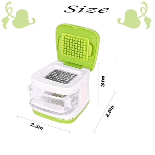 Fghuim Garlic PressDouble Cutting Crusher Cutter Mincer And Storage Container (Green Green