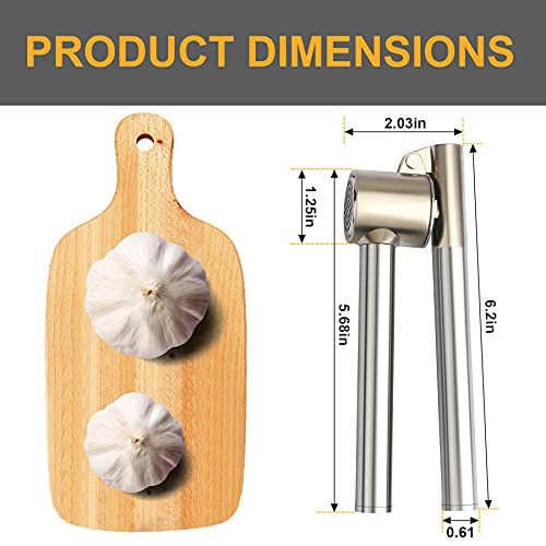 Roeene Garlic Press 304 Stainless Steel Garlic Mincer and Crusher Heavy Duty Stainless Steel