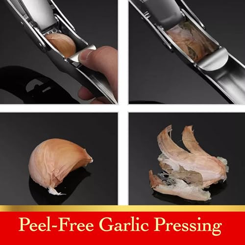 Coolklick Heavy Duty Garlic Press No Peeling Needed Stainless Steel Professional Garlic Stainless Steel
