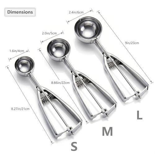 Otehetot Ice Cream Scoop Cookie Scoop Set Stainless Steel Ice Cream Scooper 3Pcs Set Of 3