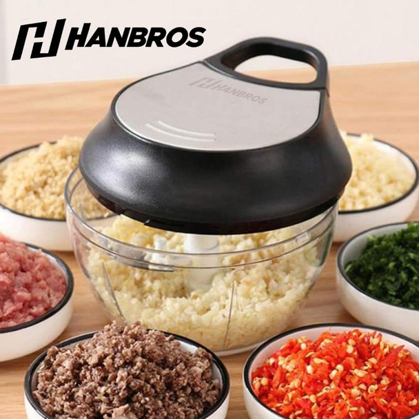 Hanbros Manual Food Processor Vegetable Chopper Portable Hand Pull String Garlic Mincer 2 Cup