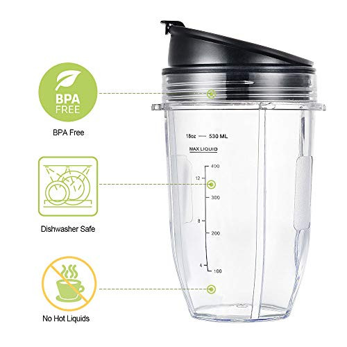 Vgefc Blender Cups For Ninja Blender Cup With 2 Sip Seal 18Oz 2 Pack
