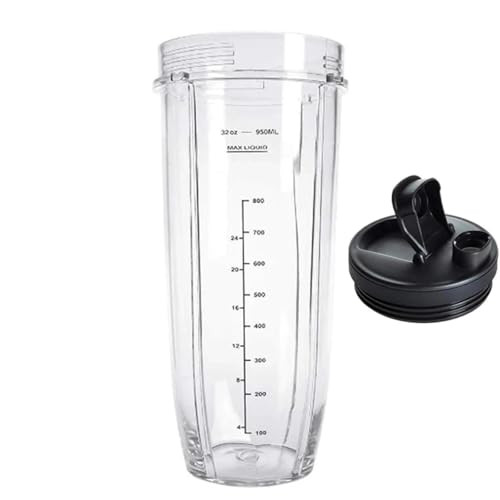 Lausixy Cups With Sip and Seal Lids Compatible With Ninja Blenders 32Oz