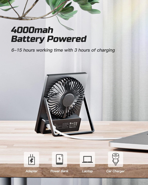 Otlonpe Desk Fan Battery Operated, 4000Mah Portable Fan Rechargeable Personal Fan Small Table Fan With 180° Tilt Power Bank Otlonpe Desk Fan Battery Operated, 4000Mah Portable Fan Rechargeable Personal Fan Small Table Fan With 180° Tilt Power Bank