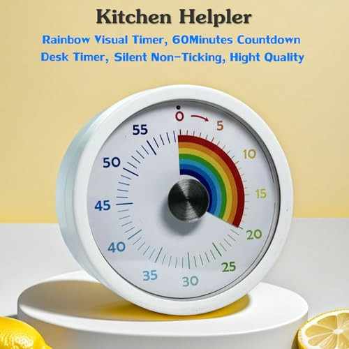 Keduzer Visual Timer Kitchen Timer Rainbow Disk 60 Minute Countdown Timer For