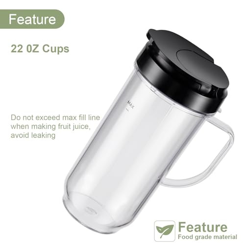 Equust 4Piece Tall Mug Cups With FlipTop ToGo Lids Parts Compatible 22Oz 250W