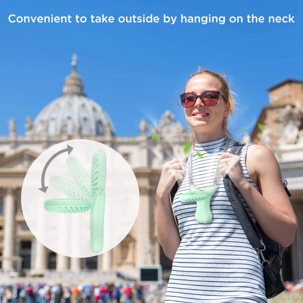 Outxe Personal Necklace Mini Fan 3000Mah HandsFree Portable Fan Usb 3 Settings, Folding Electric Cooling Fan Handheld Fan