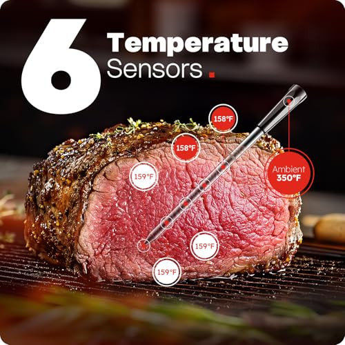 Aymdki Upgraded Smart Wireless Meat Thermometer 6 Sensors Accuracy Digital Food