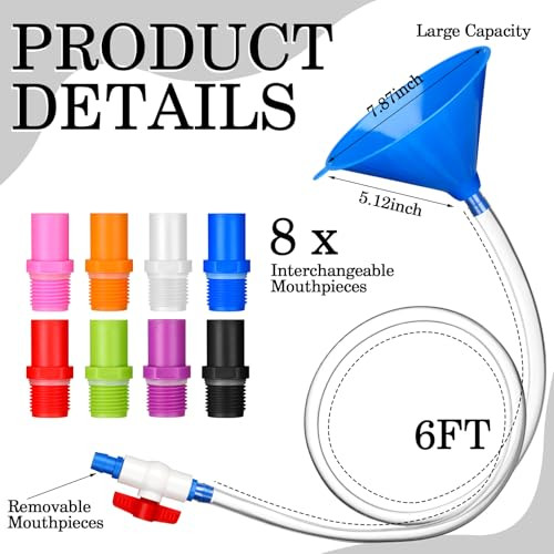 Vertintong Beer Bong Tube And Funnel With Valve Kink Hose Drinking 5.9 Ft 2 Set