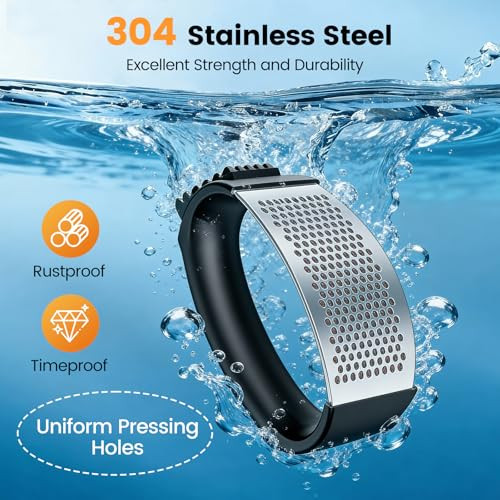 Lesbima Garlic Press Rocker Set With Garlic Peeler and Cleaning BrushStainless Steel