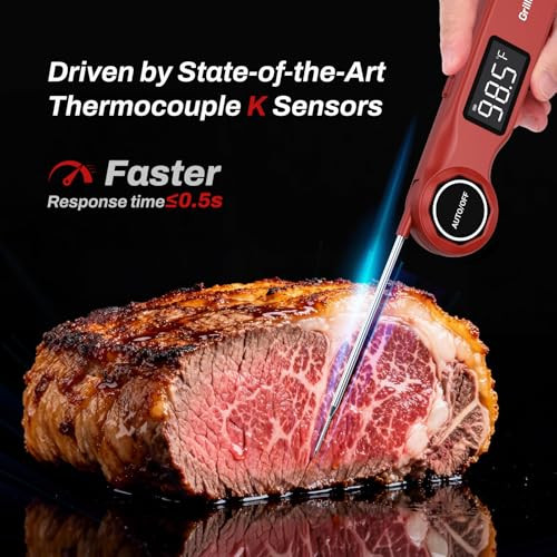 Grillbliss Instant Read Meat Thermometer Grillbliss UsbC Rechargeable Digital Food Thermometer With