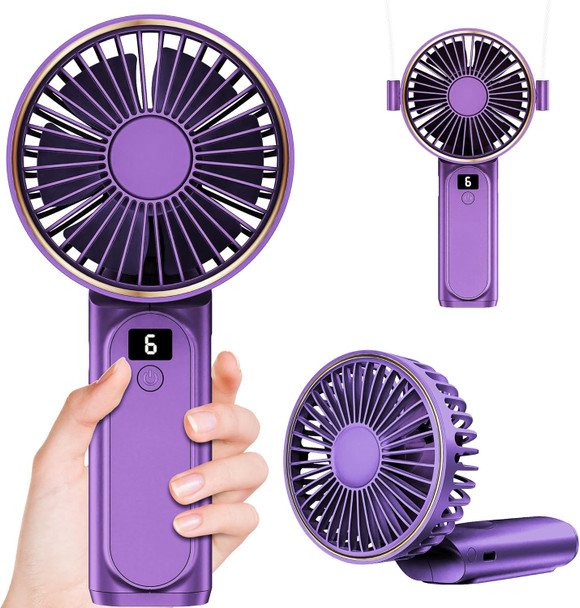 Handheld Fan, Portable Fan, 4000Mah Usb Rechargeable Personal Fan, 180° Foldable Mini Desk Fan, 6 Wind Speed, Lcd Digital Display Handheld Fan, Portable Fan, 4000Mah Usb Rechargeable Personal Fan, 180° Foldable Mini Desk Fan, 6 Wind Speed, Lcd Digital Display