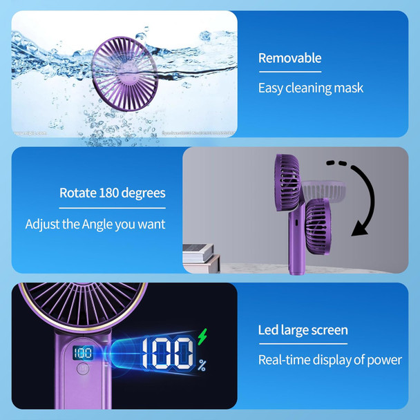 Handheld Fan, Portable Fan, 4000Mah Usb Rechargeable Personal Fan, 180° Foldable Mini Desk Fan, 6 Wind Speed, Lcd Digital Display Handheld Fan, Portable Fan, 4000Mah Usb Rechargeable Personal Fan, 180° Foldable Mini Desk Fan, 6 Wind Speed, Lcd Digital Display