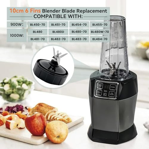 Lesyao 6 Fins Blender Blades For Nutri Ninja Iq / Blender 4 Inch 32 Oz