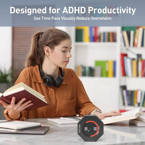 Secura Brands Pomodoro Timer For Adhd and Productivity Flip Cube Timer With 7 Gray