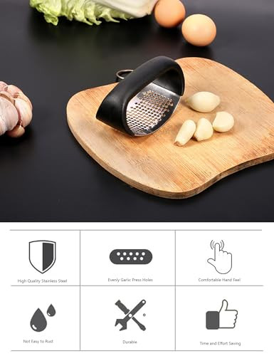 Zemcxney Garlic Press Rocker Stainless Steel Innovative Garlic Mincer Crusher Chopper Stainless Steel