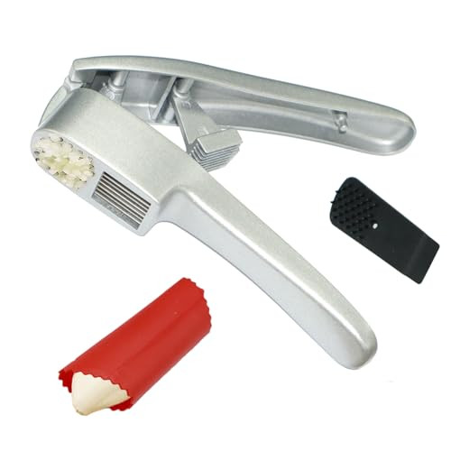 Qpq 2In1 Professional Garlic Press And Peeler Set Aluminium Press With BuiltIn