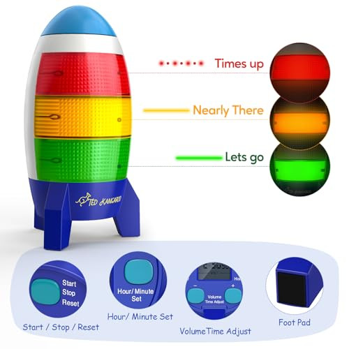 Ted Kangaroo Countdown Timer Blast Off Visual Timer For Kids With Audio Rocket Red
