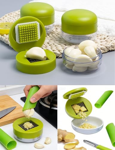 Pavnso Garlic Press Stainless Steel Garlic Chopper Garlic Slicer Garlic Mincer Tool 3 Pack Stainless Steel