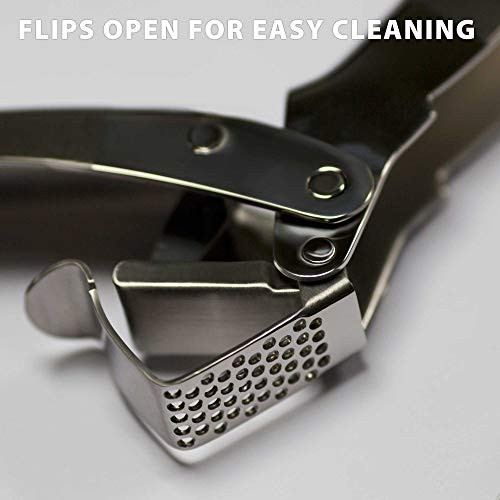 Mannkitchen Stainless Steel Garlic Press Heavy Duty Professional Grade Double LeverAssisted Garlic Stainless Steel