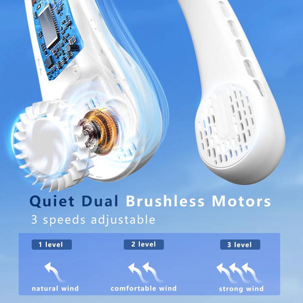 Neck Fan, Portable Neck Fan, 360° Airflow, Ultra Quiet, 3 Speeds, 5000Mah Personal Wearable Neck Fan, Free Your Hands, Suitable Neck Fan, Portable Neck Fan, 360° Airflow, Ultra Quiet, 3 Speeds, 5000Mah Personal Wearable Neck Fan, Free Your Hands, Suitable