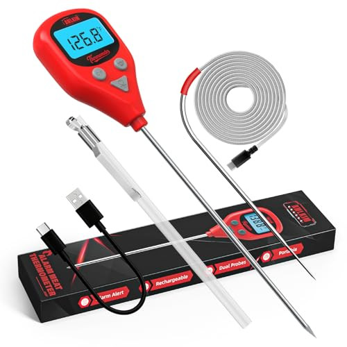 Awlkim Digital Meat Thermometer With 40Inch LeaveIn External Probe Rechargeable Instant Read