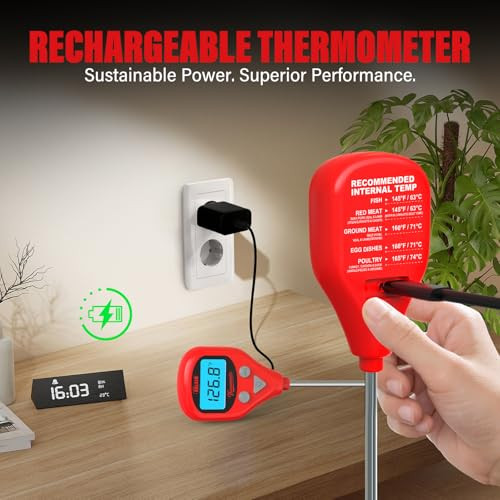 Awlkim Digital Meat Thermometer With 40Inch LeaveIn External Probe Rechargeable Instant Read