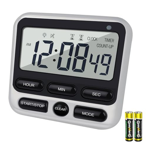 Mlwshr Digital Dual Kitchen Timer With Strong Magnet24Hour Countdown and StopwatchLoud Alarm12/24