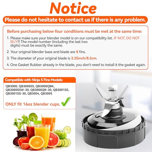 Bkfolium 5 Fins Blender Blade Part For Ninja Blender 3.35In/ Extractor 8.5Cm