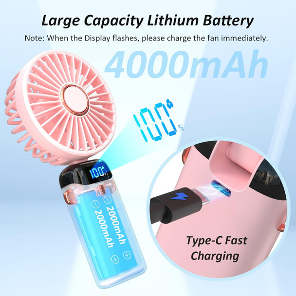 Personal Fan, Portable Hanging Neck Fan, 4000Mah UsbC Rechargeable 5Speed Modes Powerful Desktop Fan With Base, Max 16H Run Time Personal Fan, Portable Hanging Neck Fan, 4000Mah UsbC Rechargeable 5Speed Modes Powerful Desktop Fan With Base, Max 16H Run Time