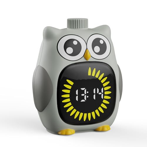 Mayroxe Grey BigEyed Owl Visual Timer For KidsClassroom Timer Time Out TimerUp Grey
