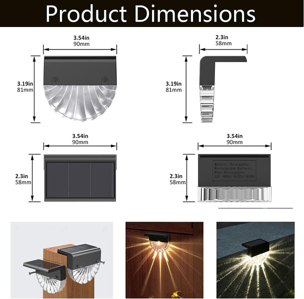Solar Deck Lights,Solar Fence Lights Outdoor Waterproof Led,Outside Solar Step Lights For Backyard,Warm White/Color Glow Solar