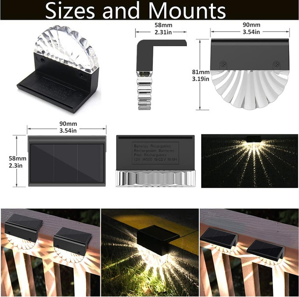 Solar Deck Lights,Solar Fence Lights Outdoor Waterproof Led,Outside Solar Step Lights For Backyard,Warm White/Color Glow Solar